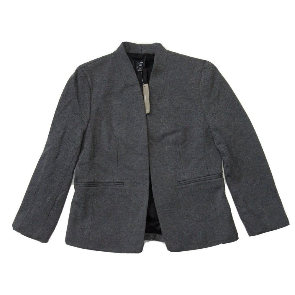 NWT J.Crew Going Out Blazer in Heather Dove Stretch Twill Open Front Jacket 10